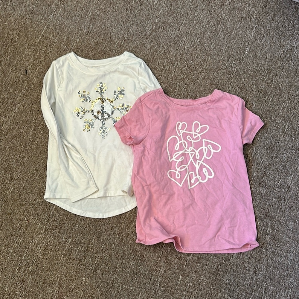 Two Cat & Jack size small (6) girls shirts